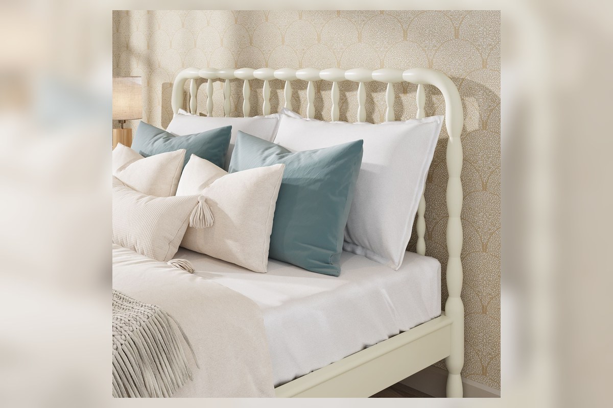 Plank and Beam Lind bed wood spindle frame detail